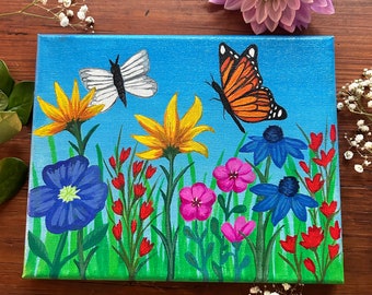 Butterfly Garden Original Canvas Painting