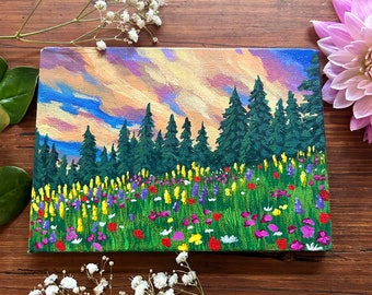 Wildflower Forest Original Mini Canvas Painting