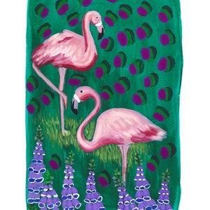 Flamingos and Foxgloves Print image 5