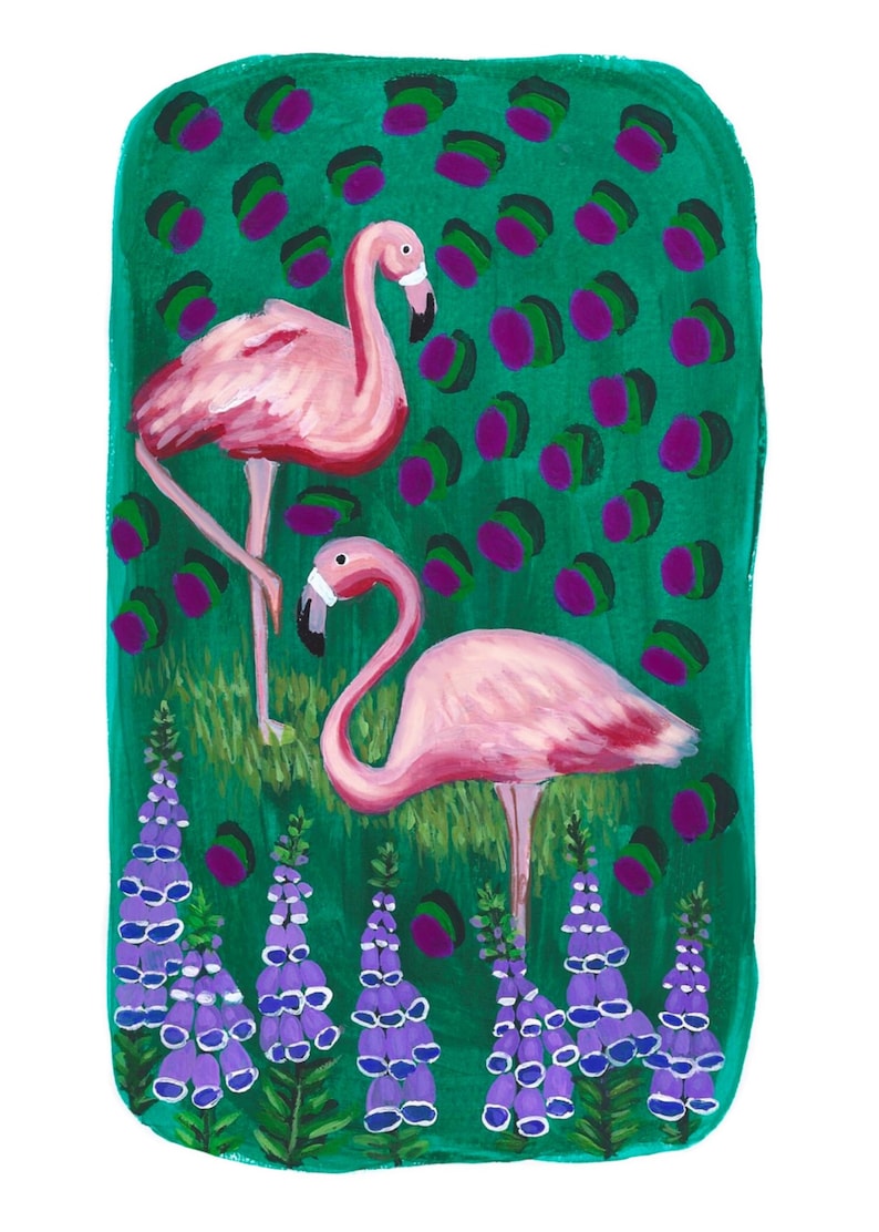 Flamingos and Foxgloves Print image 5