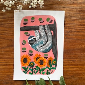 Sloths and Sunflowers Print