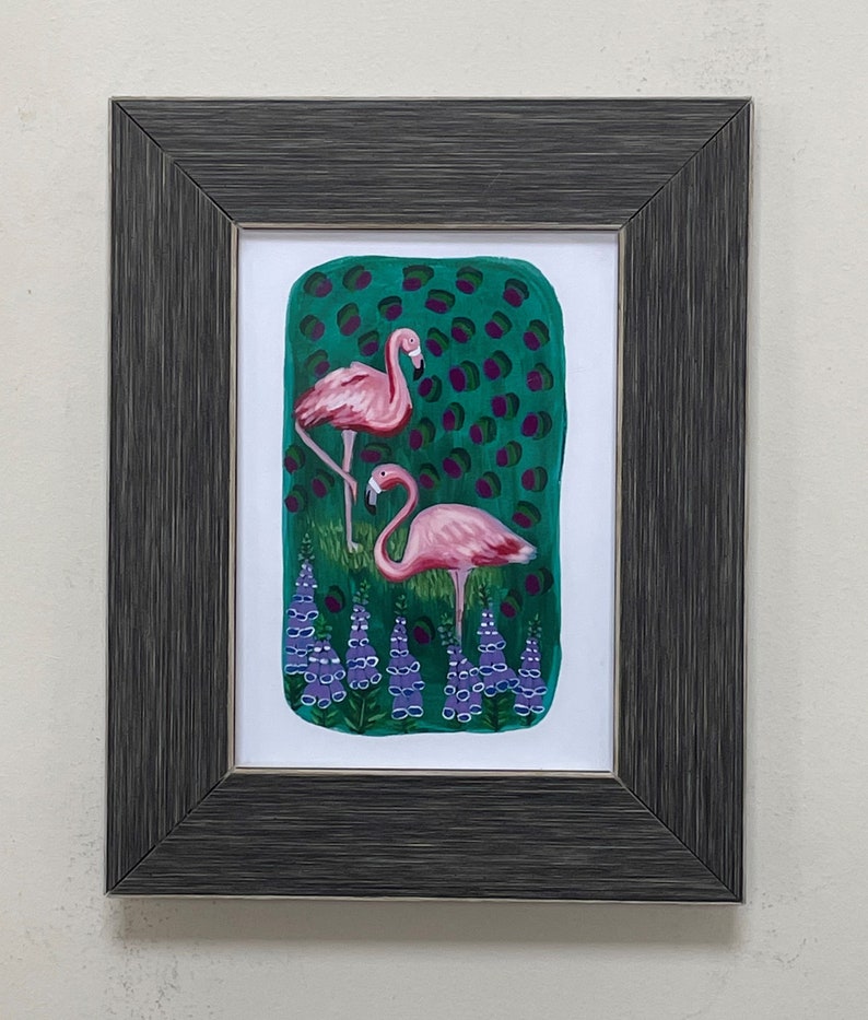 Flamingos and Foxgloves Print image 4