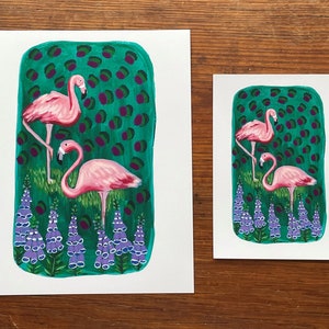 Flamingos and Foxgloves Print image 2