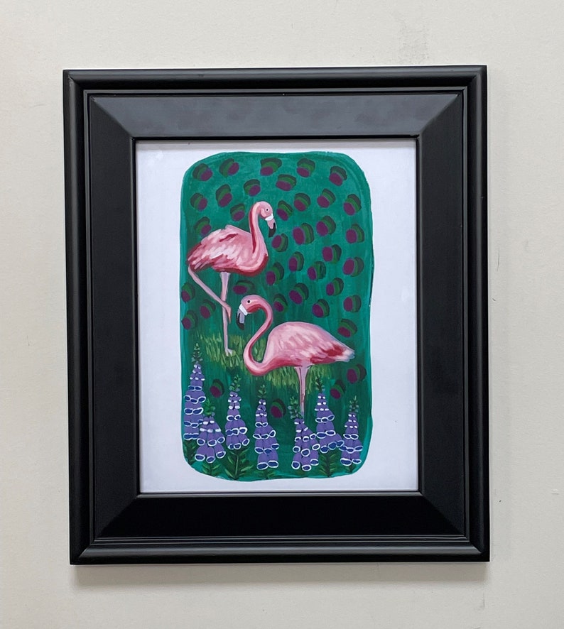 Flamingos and Foxgloves Print image 3