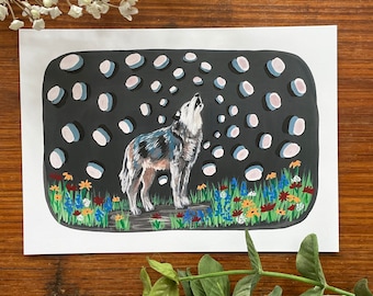 Wolves and Wildflowers Print