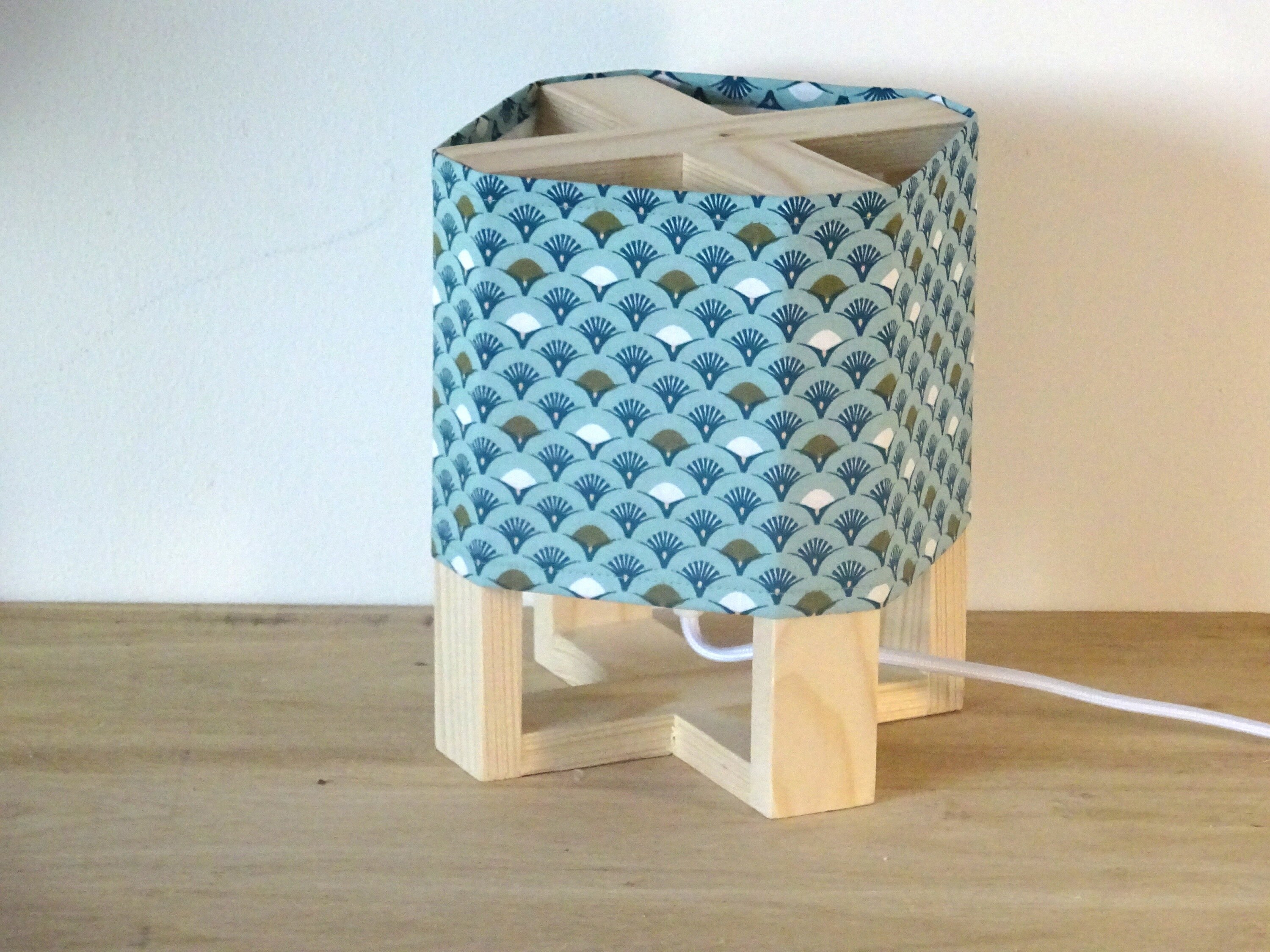 Lampe Geometric en Bois et Coton