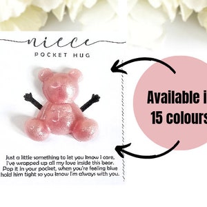 Nièce cadeau poche ours câlin Nièce carte de vœux Nièce anniversaire carte-cadeau keepshake Cadeau de Noël personnalisé pour Nièce Stocking filler