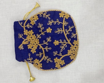 Indisk handgjord broderad kuvertväska för kvinnor, Potli-väska, dragskoväska, bröllopsgåva, returgåva