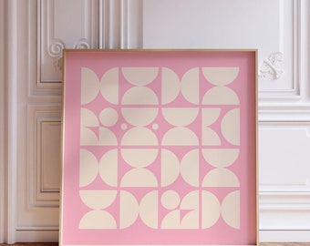 Pink Geometric Art Print: Modern Abstract Shapes Poster (Digital Download)