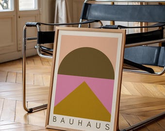 Bauhaus Geometric Art Print: Mid Century Modern Minimalist Wall Art Poster