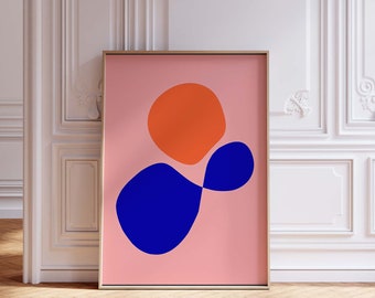 Royal Blue Minimalist Abstract Printable Wall Art, Bright Colors Modern Art Poster Download, Oversize Abstract Digital Art, Cozy Home Decor