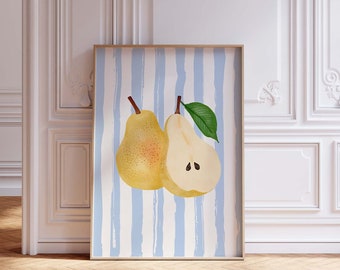 Birne Obst Druck, Obst druckbare Wandkunst, Birne Poster Druck, Minimalistische Küche Wand Kunst Druck, Aquarell Botanische Obst Kunstdruck