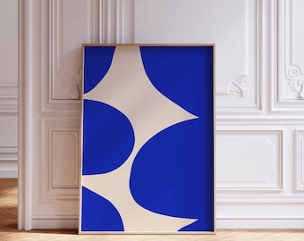 Royal Blue Minimalist Abstract Printable Wall Art, Bright Blue Modern Art Poster, Abstract Digital Art, Large Size Abstract Print, Home Gift