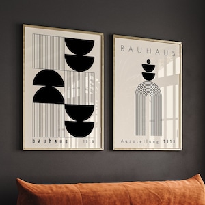 Bauhaus Printable Wall Art, Mid Century Modern Print Set of 2, Retro Bauhaus Wall Art, Set of 2 Prints, Oversize Geometric Poster Download