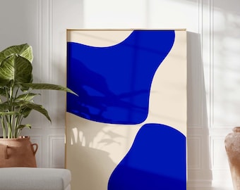Royal Blue Abstract Art Print: Minimalist Modern Printable Wall Decor (Digital Download)