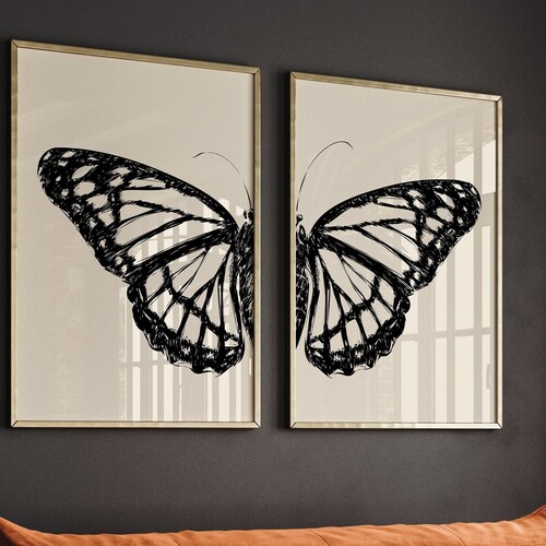 Butterfly and Flower Printable Wall Art Set of 2 Butterfly - Etsy