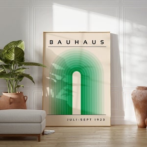 Green Bauhaus Printable Wall Art, Mid Century Modern Print, Minimalist Abstract Print, Vintage Bauhaus Exhibition Poster, Retro Home Decor