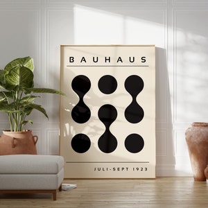 Black Bauhaus Printable Poster, Mid Century Modern Print, Retro Bauhaus Wall Art, Minimalist Oversize Art, Geometric Exhibition Poster