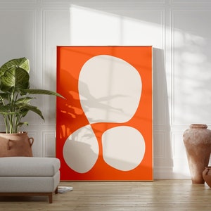 Arte de pared imprimible abstracto minimalista naranja, póster de arte moderno, arte digital abstracto de gran tamaño, impresión abstracta de gran tamaño, impresión colorida