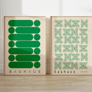 Bauhaus Printable Wall Art Set of 2, Black Mid Century Modern Print Set, Retro Bauhaus Wall Art, Minimalist Geometric Set of 2 Prints