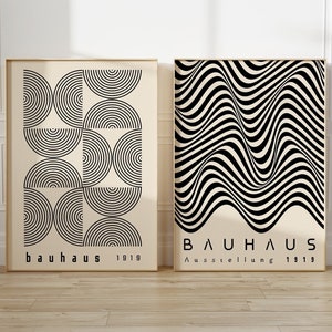 Set of 2 Bauhaus Printable Exhibition Posters, Mid Century Modern Print Set, Retro Bauhaus Wall Art, Set of 2 Prints, Gallery Wall Art