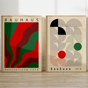 Bauhaus Printable Wall Art Set of 2, Retro Bauhaus Print Set, Minimalist Poster, Mid Century Modern Oversize Print, Digital Art Print