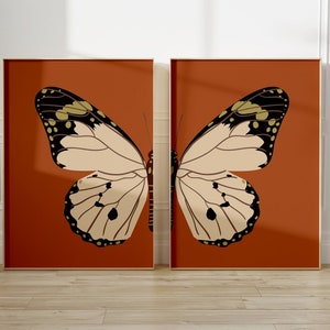 Butterfly Printable Wall Art Set of 2, Butterfly Printable Wall Art, Boho Butterfly Poster Download, Butterfly Wings Art Print