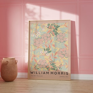 Art mural imprimable William Morris, impression rose pastel William Morris, art mural floral pastel danois, affiche Art nouveau, mur pastel galerie