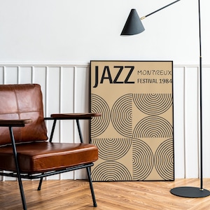 Jazz Festival Printable Wall Art, Jazz Festival Poster Print, Retro Jazz Music Print Digital Download, Mid Century Modern Poster
