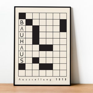 Bauhaus Printable Wall Art, Mid Century Modern Print, Minimalist Art Print, Crossword Poster Print, Bauhaus Exhibition Poster