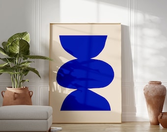 Royal Blue Minimalist Abstract Printable Wall Art, Bright Blue Modern Art Poster, Oversize Abstract Digital Art, Large Size Abstract Print