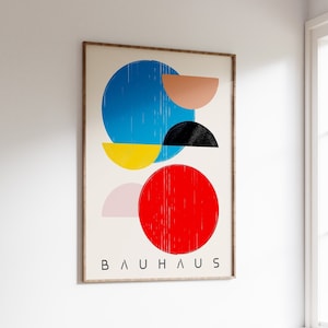 Bauhaus Printable Wall Art, Mid Century Modern Print, Minimalist Art Print, Colorful Geometric Bauhaus Poster Print, Exhibition Poster