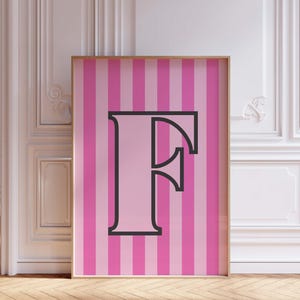 Personalized Letter Print, Custom Initial Printable Wall Art, Alphabet Print, Striped Monogram Print, Typography Print, Wall Decor Gift