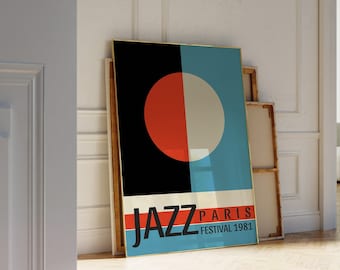 Jazz Festival Printable Wall Art, Retro Jazz Music Print,  Mid Century Modern Print, Vintage Music Poster, Retro Home Decor