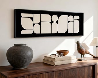 Panoramic Bauhaus Wall Art, 3:1 Horizontal Geometric Print, Above Sofa Wide Modern Poster (Digital Download)