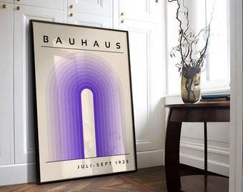 Purple Bauhaus Printable Wall Art, Mid Century Modern Print, Minimalist Abstract Print, Vintage Bauhaus Exhibition Poster, Retro Home Decor