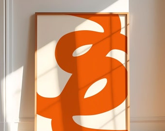 Bold Orange Abstract Art Print: Minimalist Home Decor (Digital File)