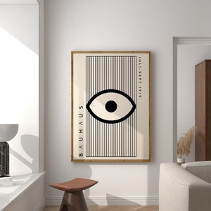 Art mural imprimable Bauhaus, impression moderne du milieu du siècle, impression d'art minimaliste, impression d'affiche d'oeil, affiche vintage de Bauhaus, affiche d'exposition