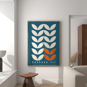 Bauhaus Printable Wall Art, Blue Mid Century Modern Print, Minimalist Art Print, Vintage Bauhaus Poster, Geometric Exhibition Poster