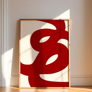 Abstract Red Printable Wall Art, Large Size Minimalist Print, Modern Wall Decoration, Digital File, Contemporary Wall Art, Bold Red Poster