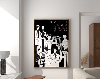 Jazz Festival Poster: Retro Black and White Music Art Print (Digital Download)