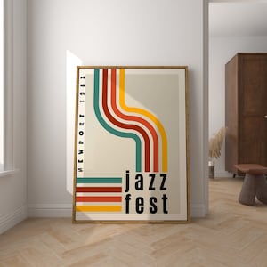 Jazz Festival Printable Wall Art Retro Jazz Music Print, Mid Century Modern Print, Vintage Music Poster, Retro Home Decor, Music Poster