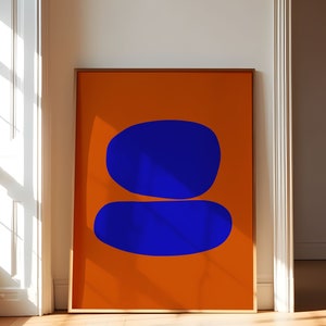 Arte de pared minimalista abstracto imprimible, impresión artística azul rey, póster de arte moderno, impresión digital abstracta de gran tamaño, obra de arte para regalar en casa.