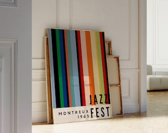 Jazz Festival Printable Wall Art, Retro Jazz Music Print,  Mid Century Modern Print, Vintage Music Poster, Colorful Retro Home Decor
