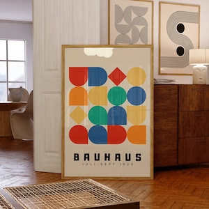 Bauhaus Printable Wall Art, Mid Century Modern Print, Minimalist Art Print, Colorful Geometric Bauhaus Poster Print, Exhibition Poster