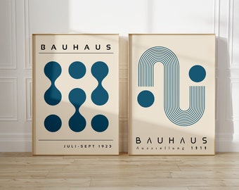 Set of 2 Bauhaus Printable Exhibition Posters, Mid Century Modern Print Set, Retro Bauhaus Wall Art, Set of 2 Prints, Gallery Wall Art