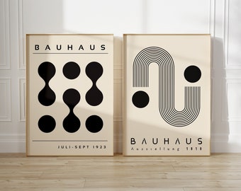Set of 2 Bauhaus Printable Exhibition Posters, Mid Century Modern Print Set, Retro Bauhaus Wall Art, Set of 2 Prints, Gallery Wall Art