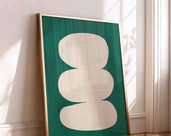 Emerald Green Minimalist Abstract Printable Wall Art, Modern Art Poster, Large Size Abstract Art Print, Instant Digital Download