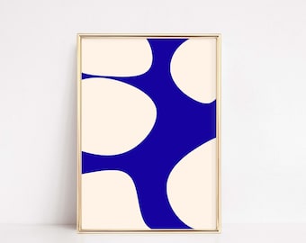 Royal Blue Minimalist Abstract Printable Wall Art, Bright Blue Modern Art Poster, Oversize Abstract Digital Art, Large Size Abstract Print