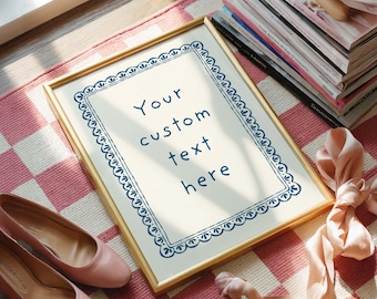 Custom Text Print: Personalized Quote Scalloped Frame Wall Art (Digital Download)